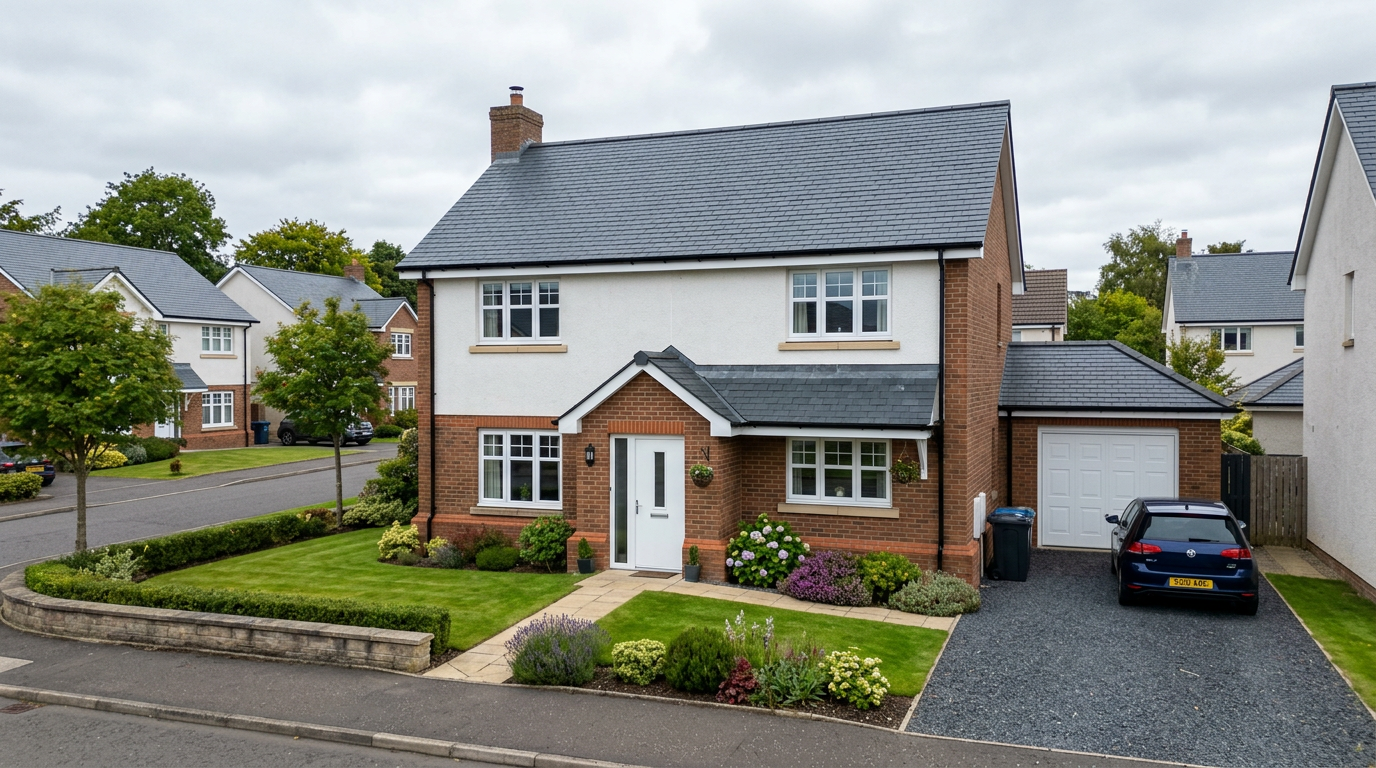 Detached Highland home with a freshly finished roof and white uPVC roofline